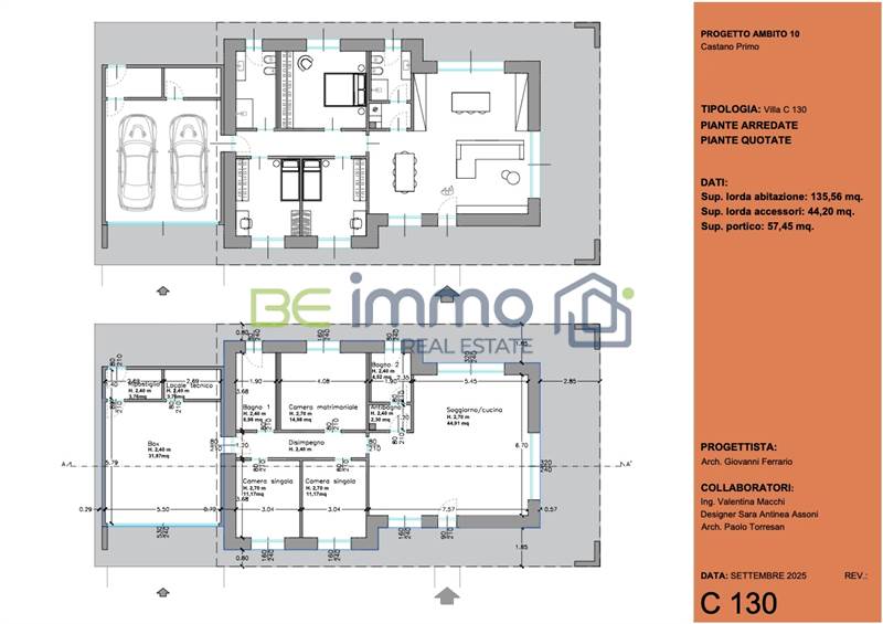 Planimetria con arredi e quotata