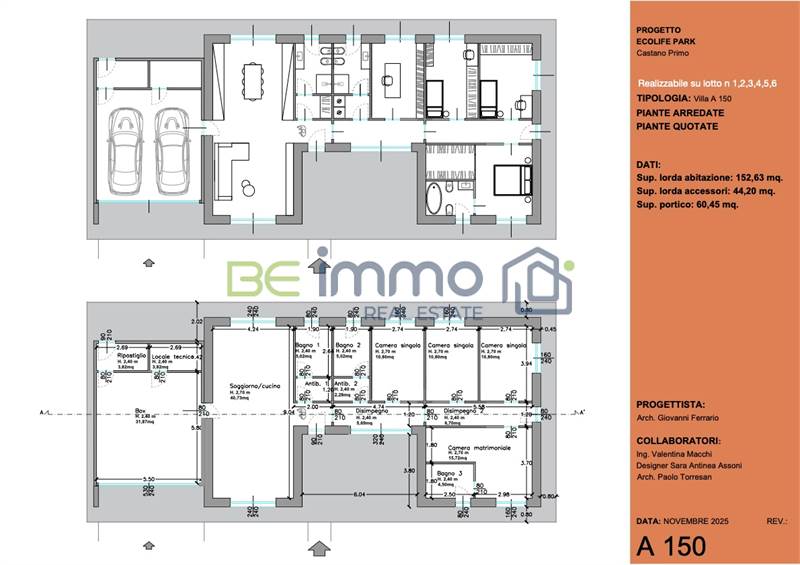 Planimetria con arredi e quotata